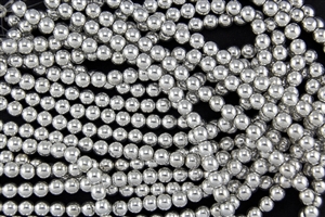 6mm Czech Glass Round Spacer Beads - Silver Metallic