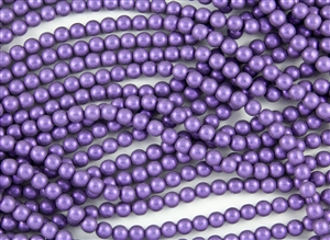 6mm Czech Glass Round Spacer Beads - Sugar Plum Metallic Suede