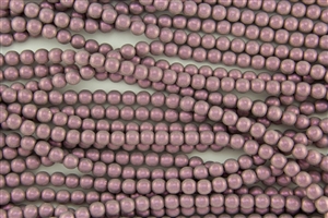 6mm Czech Glass Round Spacer Beads - Vintage Rose Metallic Suede