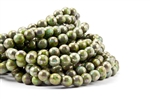 8mm Czech Glass Round Spacer Beads - Turquoise and Green Apple Bronze Picasso Luster
