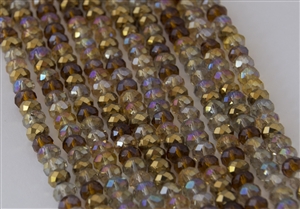 4x6mm Faceted Crystal Designer Glass Rondelle Beads - Amber Glow Mix