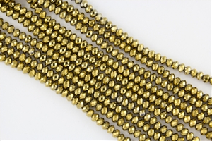4x6mm Faceted Crystal Designer Glass Rondelle Beads - Antique Gold Metallic