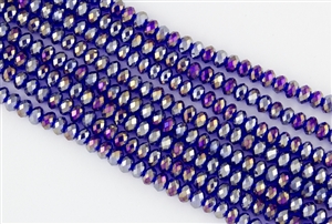 4x6mm Faceted Crystal Designer Glass Rondelle Beads - Cobalt Blue AB