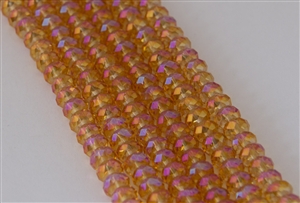 4x6mm Faceted Crystal Designer Glass Rondelle Beads - Hyacinth Orange AB