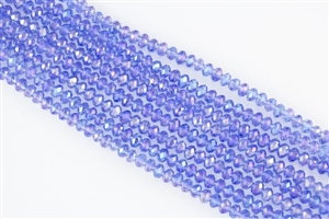 4x6mm Faceted Crystal Designer Glass Rondelle Beads - Light Sapphire AB