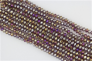 4x6mm Faceted Crystal Designer Glass Rondelle Beads - Medium Amethyst AB