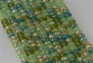 4x6mm Faceted Crystal Designer Glass Rondelle Beads - Mint Julep Mix