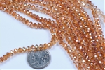 4x6mm Faceted Crystal Designer Glass Rondelle Beads - Peach Champagne AB