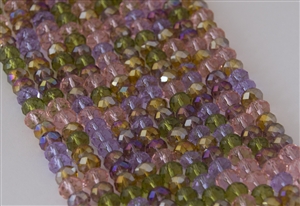 4x6mm Faceted Crystal Designer Glass Rondelle Beads - Spring Perennial Flowers Mix