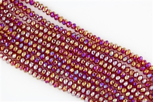 4x6mm Faceted Crystal Designer Glass Rondelle Beads - Ruby AB