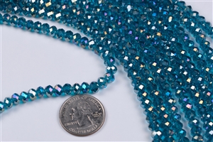 4x6mm Faceted Crystal Designer Glass Rondelle Beads - Teal AB