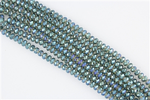 4x6mm Faceted Crystal Designer Glass Rondelle Beads - Veridian Green