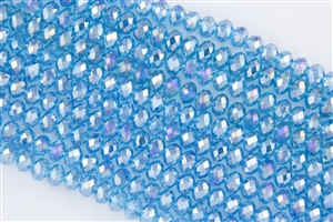 5x8mm Faceted Crystal Designer Glass Rondelle Beads - Aquamarine AB