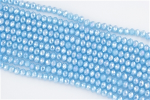 5x8mm Faceted Crystal Designer Glass Rondelle Beads - Opaque Blue Opal AB