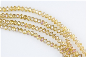 5x8mm Faceted Crystal Designer Glass Rondelle Beads - Champagne AB
