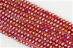 5x8mm Faceted Crystal Designer Glass Rondelle Beads - Lt Siam Cherry AB