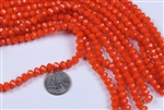 5x8mm Faceted Crystal Designer Glass Rondelle Beads - Opaque Orange Flame Opal AB
