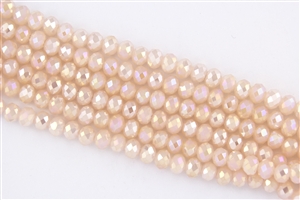 5x8mm Faceted Crystal Designer Glass Rondelle Beads - Soft Peach Opal AB