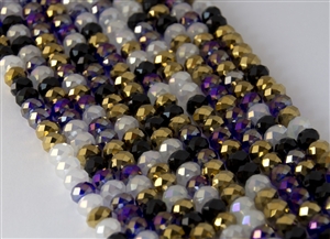 5x8mm Faceted Crystal Designer Glass Rondelle Beads - Royal Mix