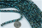 5x8mm Faceted Crystal Designer Glass Rondelle Beads - Ultramarine Green Smoky Quartz