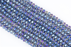 5x8mm Faceted Crystal Designer Glass Rondelle Beads - Ultramarine Blue Luster