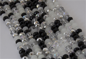 5x8mm Faceted Crystal Designer Glass Rondelle Beads - Winter Solstice Mix