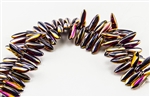 3x10mm Czech Dagger Glass Beads - Jet Sliperit