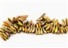 3x10mm Czech Dagger Glass Beads - Jet Black California Gold Rush Matte