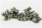 3x10mm Czech Dagger Glass Beads - Crystal Etched Full Vitrail