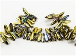 3x10mm Czech Dagger Glass Beads - Crystal Golden Rainbow