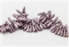 3x10mm Czech Dagger Glass Beads - White Purple Marbled Gold Topaz Luster