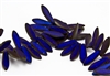 5x15mm Czech Dagger Pressed Glass Beads - Crystal Azuro Matte