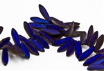 5x15mm Czech Dagger Pressed Glass Beads - Crystal Azuro Matte