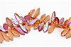 5x15mm Czech Dagger Pressed Glass Beads - Etched Crystal Orange Rainbow