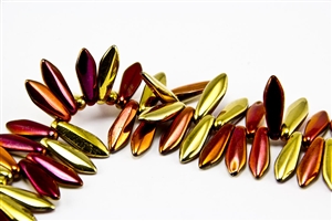 5x15mm Czech Dagger Pressed Glass Beads - California Gold Rush