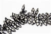 5x15mm Czech Dagger Pressed Glass Beads - Jet Black Chrome Dots
