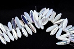 5x15mm Czech Dagger Pressed Glass Beads - Etched Crystal AB