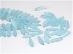 5x15mm Czech Dagger Pressed Glass Beads - Aqua AB Matte