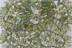 5x15mm Czech Dagger Pressed Glass Beads - Aqua Green Travertine Picasso