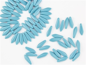 5x15mm Czech Dagger Pressed Glass Beads - Opaque Blue Turquoise