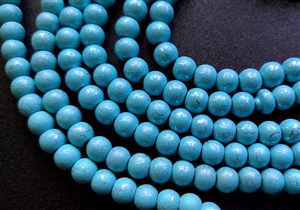 16" Strand 6mm Desert Sun Turquoise Crackle Silver Glass Beads