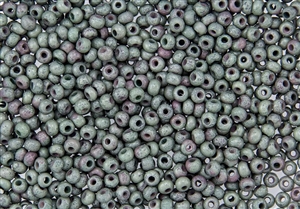 6/0 Czech Seed Beads - Etched Green Luster