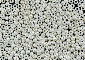 6/0 Czech Seed Beads - Etched Fine Silver Plated