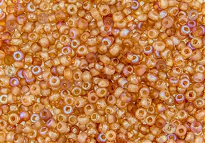 6/0 Czech Seed Beads - Etched Crystal Orange Rainbow