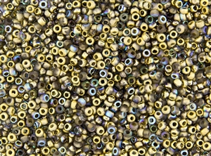 8/0 Czech Seed Beads - Etched Crystal Amber Rainbow