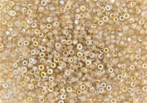 8/0 Czech Seed Beads - Etched Crystal Lt. Smoky Topaz Rainbow