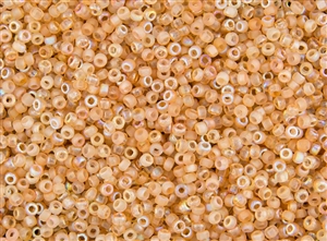 8/0 Czech Seed Beads - Etched Crystal Pale Peach Rainbow