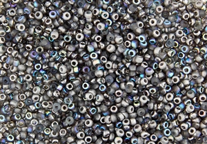 8/0 Czech Seed Beads - Etched Crystal Graphite Rainbow