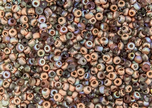 11/0 Czech Seed Beads - Etched Crystal Copper Rainbow