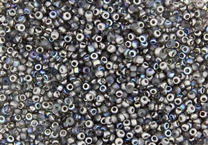 11/0 Czech Seed Beads - Etched Crystal Graphite Rainbow